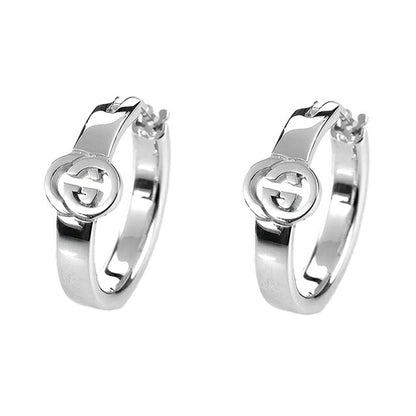 グッチ ピアス メンズ レディース ブランド GUCCI インターロッキング ロゴ フープ 両耳用 854204 J8400 0818 シルバー アクセサリー 854204-J8400-0818