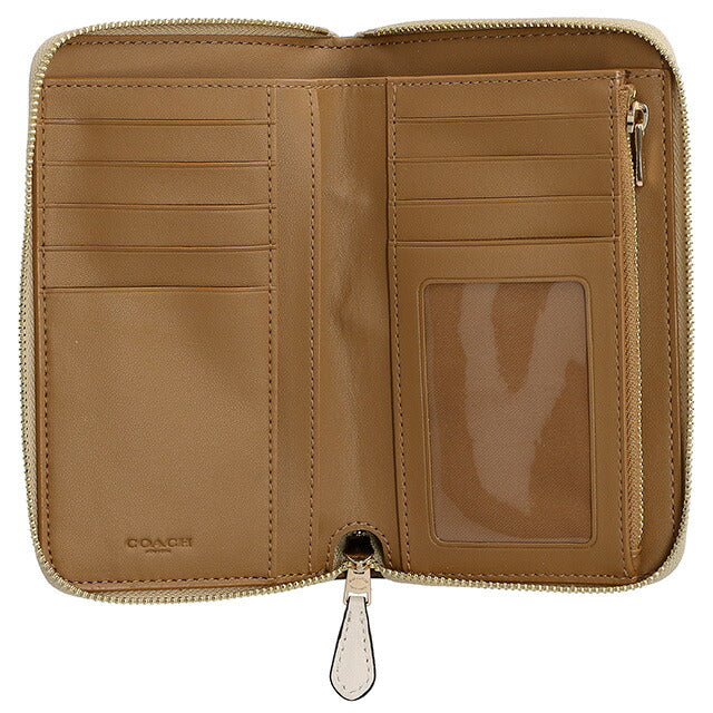 コーチ 二つ折り財布 レディース ブランド COACH シグネチャー 88913 IMDQC 1 ライトカーキ/チョークホワイト 88913-IMDQC-1