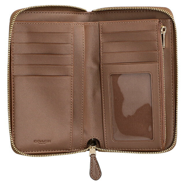 コーチ 二つ折り財布 レディース ブランド COACH シグネチャー 88913 IME74 1 カーキベージュ/サドルブラウン 88913-IME74-1