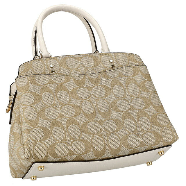 コーチ ハンドバッグ レディース ブランド COACH シグネチャー レザー 91494 IMDQC 1 ベージュ/ホワイト 91494-IMDQC-1
