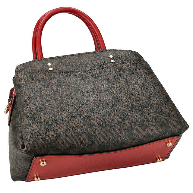 コーチ ハンドバッグ レディース ブランド COACH シグネチャー レザー 91494 IMRVQ 1 ダークブラウン/レッド 91494-IMRVQ-1