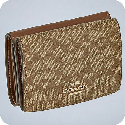コーチ 三つ折り財布 メンズ レディース ブランド COACH シグネチャー 91806 IME74 1 ベージュ/ライトブラウン 91806-IME74-1