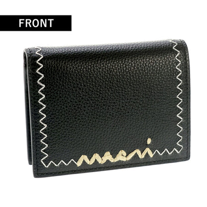 マルニ 二つ折り財布 レディース ブランド MARNI ロゴ 刺繍 ブラック 財布 PFMOQ14Q11-P6533-00N99