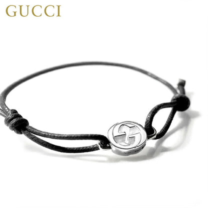 グッチ ブレスレット メンズ レディース ブランド GUCCI インターロッキング ロゴ A002MN JAAFV シルバー ブラック アクセサリー A002MN-JAAFV-8163