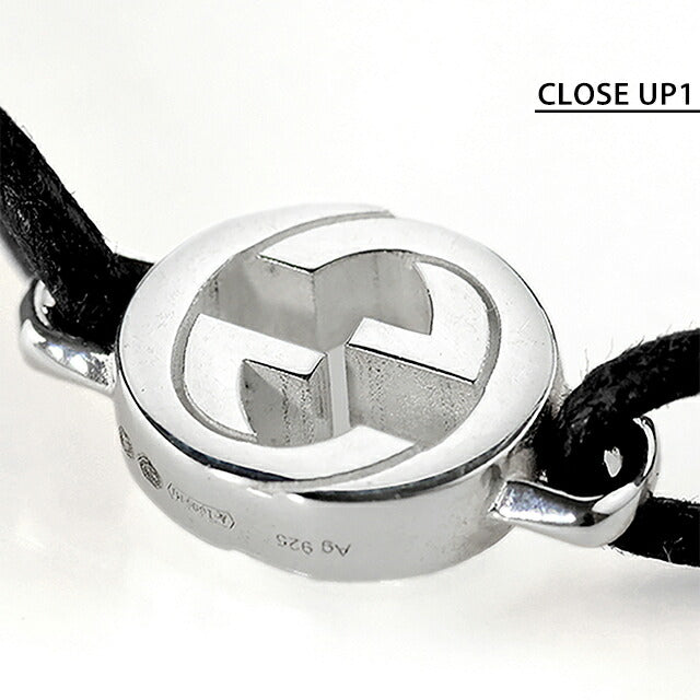 グッチ ブレスレット メンズ レディース ブランド GUCCI インターロッキング ロゴ A002MN JAAFV シルバー ブラック アクセサリー A002MN-JAAFV-8163