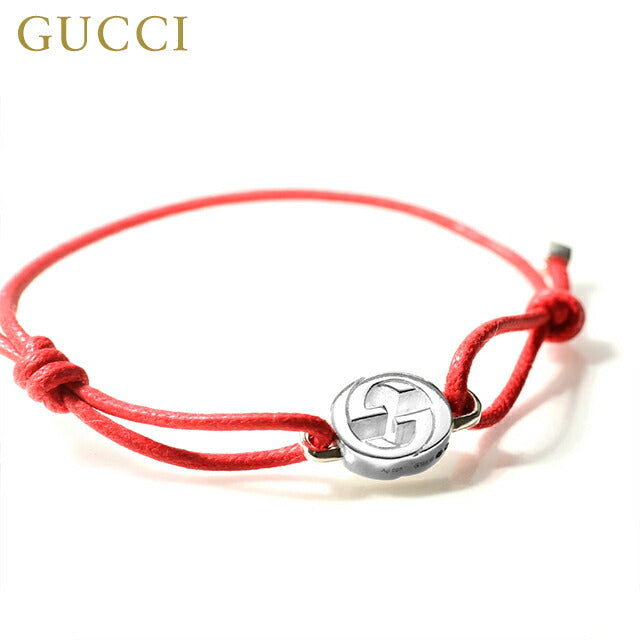 グッチ ブレスレット メンズ レディース ブランド GUCCI インターロッキング ロゴ A002MN JAAFV シルバー レッド アクセサリー A002MN-JAAFV-8166