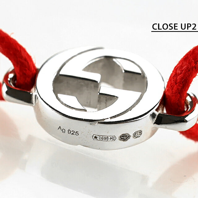 グッチ ブレスレット メンズ レディース ブランド GUCCI インターロッキング ロゴ A002MN JAAFV シルバー レッド アクセサリー A002MN-JAAFV-8166