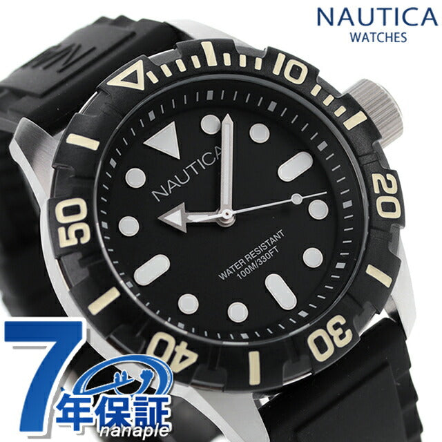 ノーティカ NAUTICA メンズ 腕時計 100m防水 ブラック シリコンベルト 44mm A09600G NSR100 ジェリー A09600G