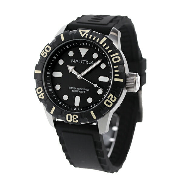 ノーティカ NAUTICA メンズ 腕時計 100m防水 ブラック シリコンベルト 44mm A09600G NSR100 ジェリー A09600G