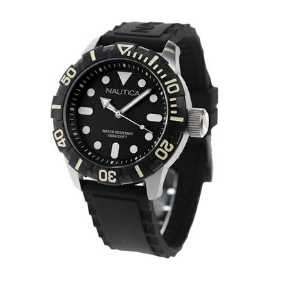 ノーティカ NAUTICA メンズ 腕時計 100m防水 ブラック シリコンベルト 44mm A09600G NSR100 ジェリー A09600G