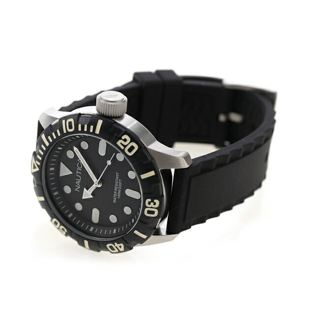 ノーティカ NAUTICA メンズ 腕時計 100m防水 ブラック シリコンベルト 44mm A09600G NSR100 ジェリー A09600G