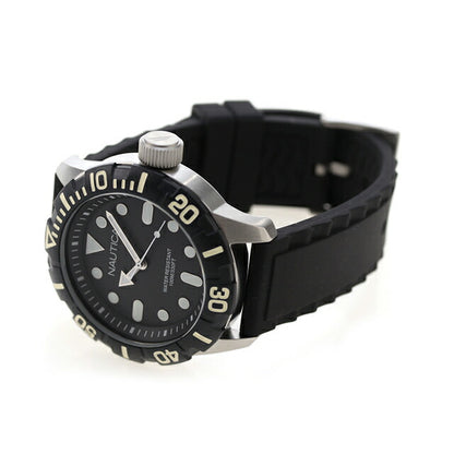 ノーティカ NAUTICA メンズ 腕時計 100m防水 ブラック シリコンベルト 44mm A09600G NSR100 ジェリー A09600G