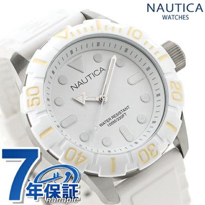ノーティカ NAUTICA メンズ 腕時計 100m防水 ホワイト シリコンベルト 44mm A09603G NSR100 ジェリー A09603G