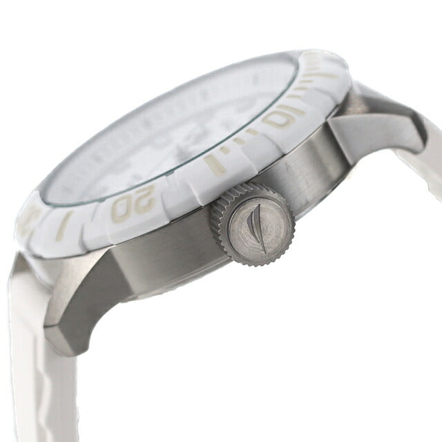 ノーティカ NAUTICA メンズ 腕時計 100m防水 ホワイト シリコンベルト 44mm A09603G NSR100 ジェリー A09603G