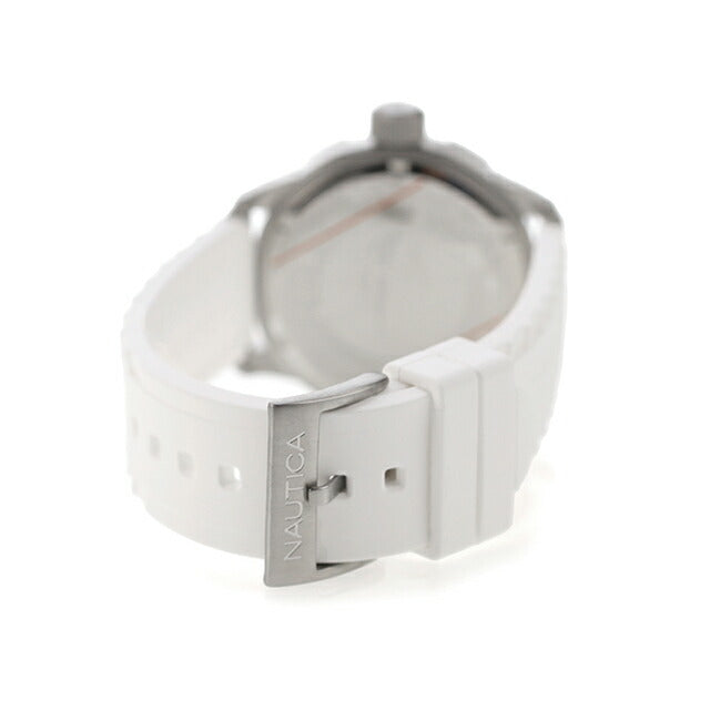 ノーティカ NAUTICA メンズ 腕時計 100m防水 ホワイト シリコンベルト 44mm A09603G NSR100 ジェリー A09603G