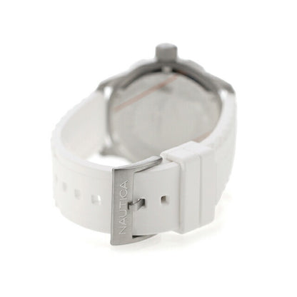 ノーティカ NAUTICA メンズ 腕時計 100m防水 ホワイト シリコンベルト 44mm A09603G NSR100 ジェリー A09603G