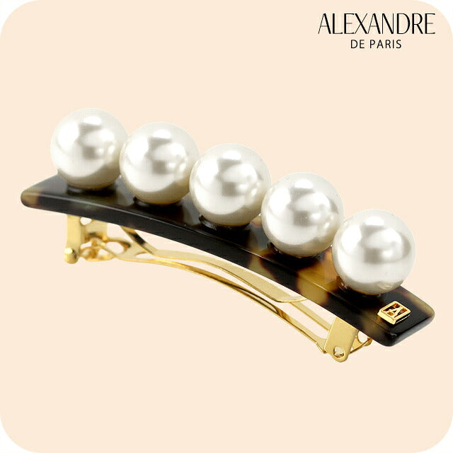 アレクサンドル ドゥ パリ バレッタ レディース ブランド ALEXANDRE DE PARIS ペルル 人工真珠 AA6-16919-05-W べっ甲 ヘアアクセサリー AA6-16919-05-W