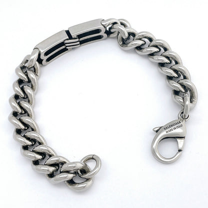 バレンシアガ BALENCIAGA 718493 TZ99I 0911 M BBアイコン リンクチェーン ブレスレット Mサイズ アンティークシルバー レディース メンズ ユニセックス アクセ ABBC00013M