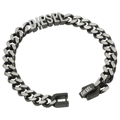 ディーゼル DIESEL DX1386040 ロゴ チェーン ブレスレット ステンレススチール ブラック/シルバー メンズ アクセサリー ABDE00199M