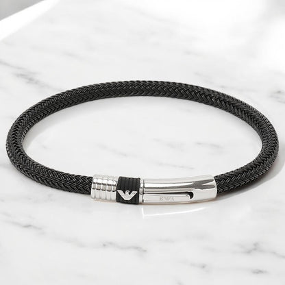 エンポリオアルマーニ EMPORIO ARMANI EGS1624001 / EGS1624001 19 イーグルロゴ ブレスレット ブラック/シルバー メンズ アクセサリー EAGLE LOGO BRACELET ABEA00230M