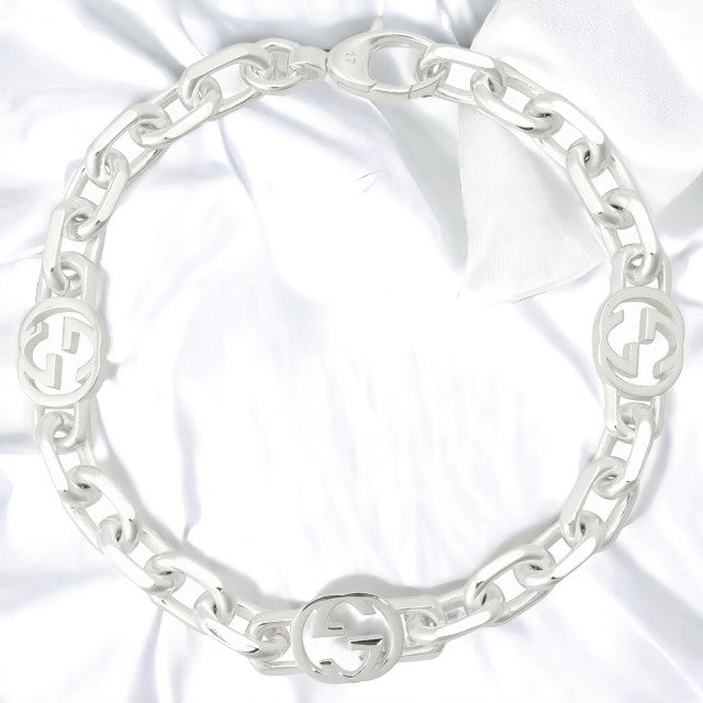 グッチ GUCCI 620798 J8400 8106 18cm インターロッキングG ダブルG チェーン ブレスレット シルバー メンズ レディース アクセ ABGU00537M