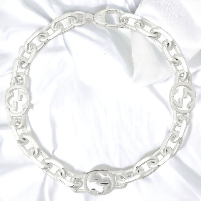 グッチ GUCCI 620798 J8400 8106 20cm インターロッキングG ダブルG チェーン ブレスレット シルバー メンズ レディース アクセ ABGU00539M