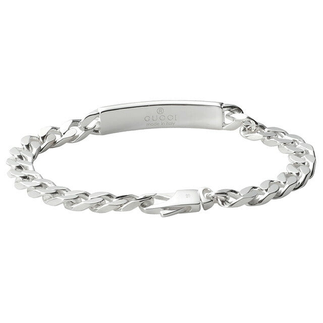 グッチ GUCCI 774054 J8400 8106 19cm ダイアゴナル インターロッキングG エングレービング プレート ブレスレット メンズ アクセ ABGU00555M