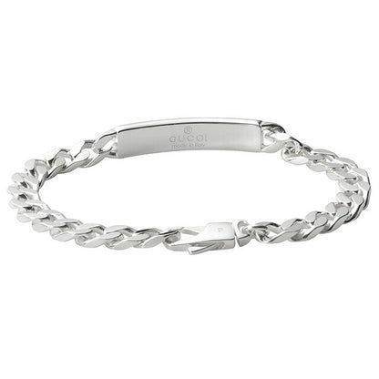グッチ GUCCI 774054 J8400 8106 19cm ダイアゴナル インターロッキングG エングレービング プレート ブレスレット メンズ アクセ ABGU00555M