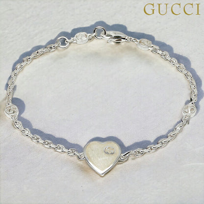 グッチ GUCCI 645546 J8400 1184 17cm インターロッキングG マザーオブパール エナメル ハート ブレスレット レディース アクセ ABGU00560L