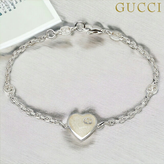 グッチ GUCCI 645546 J8400 1184 18cm インターロッキングG マザーオブパール エナメル ハート ブレスレット レディース アクセ ABGU00561L