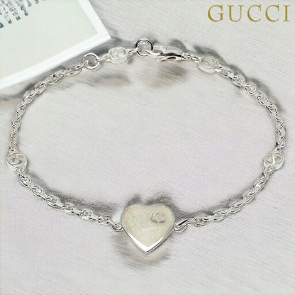 グッチ GUCCI 645546 J8400 1184 18cm インターロッキングG マザーオブパール エナメル ハート ブレスレット レディース アクセ ABGU00561L