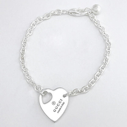 グッチ GUCCI 796301 J8400 8106 17cm トレードマーク カットアウト ハート ブレスレット シルバー レディース アクセサリー TRADEMARK BRACELET ABGU00563L