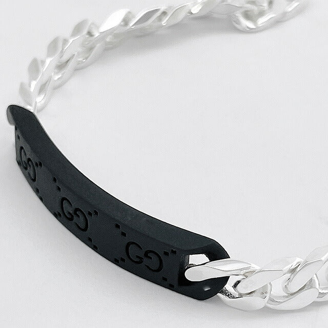 グッチ GUCCI 797167 09832 8488 18cm GGタグ チェーン ブレスレットシルバー/ブラック メンズ レディース ユニセックス アクセサリー GUCCI TAG BRACELET ABGU00568M