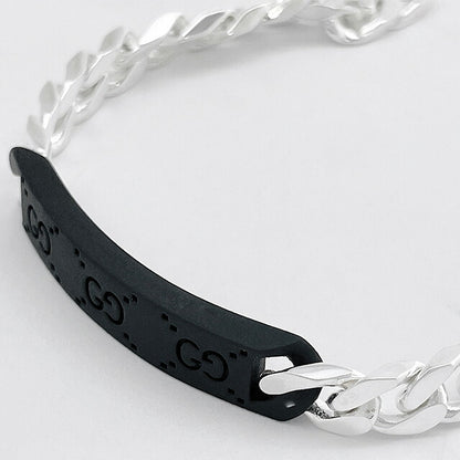 グッチ GUCCI 797167 09832 8488 18cm GGタグ チェーン ブレスレットシルバー/ブラック メンズ レディース ユニセックス アクセサリー GUCCI TAG BRACELET ABGU00568M