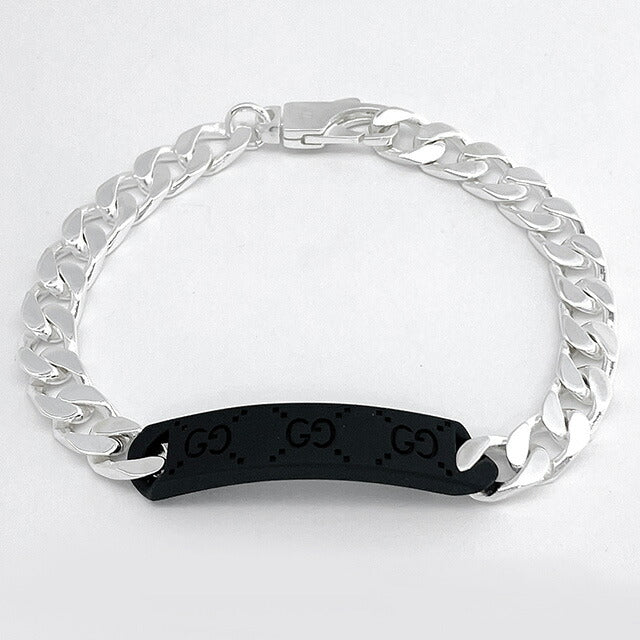 グッチ GUCCI 797167 09832 8488 19cm GGタグ チェーン ブレスレットシルバー/ブラック メンズ レディース ユニセックス アクセサリー GUCCI TAG BRACELET ABGU00569M