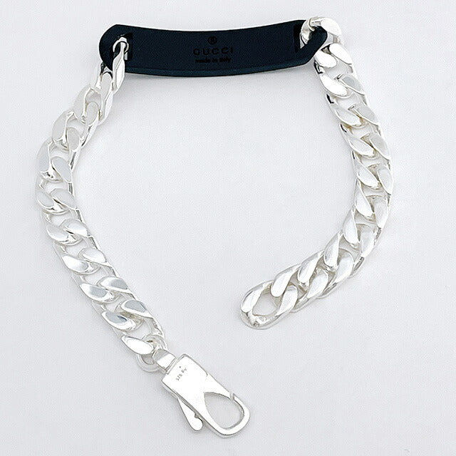 グッチ GUCCI 797167 09832 8488 19cm GGタグ チェーン ブレスレットシルバー/ブラック メンズ レディース ユニセックス アクセサリー GUCCI TAG BRACELET ABGU00569M