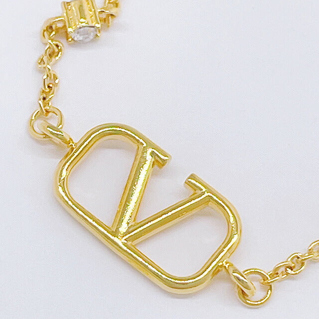 ヴァレンティノ VALENTINO 5W2J0W24 YCW MH5 Vロゴ シグネチャー メタル クリスタル ブレスレット ゴールド レディース アクセ MINI VLOGO SIGNATURE BRACELET ABVA00032L