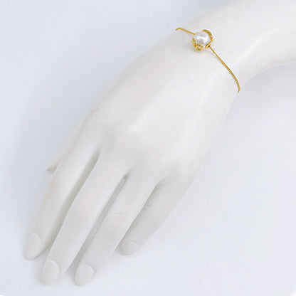 ヴァレンティノ VALENTINO 5W2J0W82 DHC 0O3 Vロゴ シグネチャー メタル レジンパール ブレスレット ゴールド/クリーム レディース アクセサリー ABVA00035L