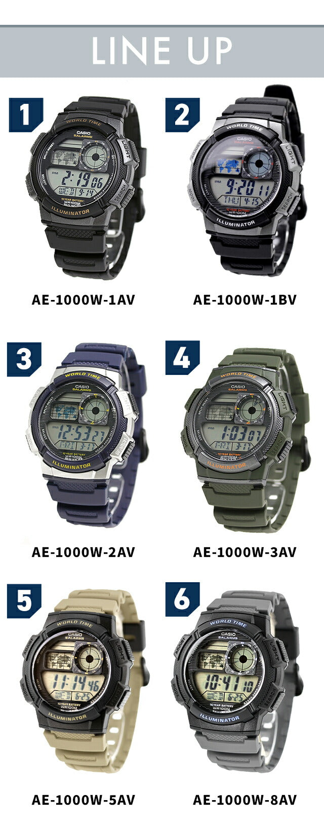 カシオ チープカシオ CASIO スタンダード クォーツ 電池式 AE-1000W メンズ チプカシ 腕時計 ブランド カシオ casio デジタル ブラック 黒 選べるモデル おしゃれ 防水 小さい 軽い かわいい プレゼント 実用的