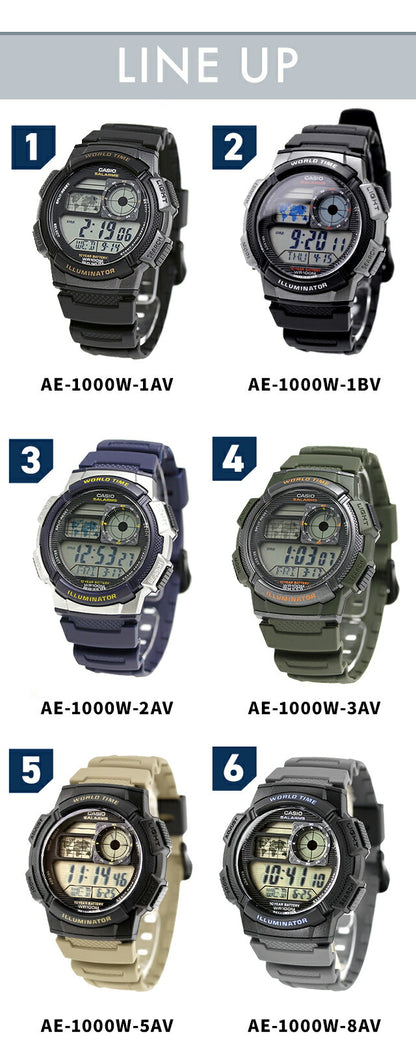 カシオ チープカシオ CASIO スタンダード クォーツ 電池式 AE-1000W メンズ チプカシ 腕時計 ブランド カシオ casio デジタル ブラック 黒 選べるモデル おしゃれ 防水 小さい 軽い かわいい プレゼント 実用的