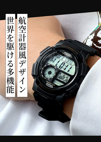 カシオ チープカシオ CASIO スタンダード クォーツ 電池式 AE-1000W メンズ チプカシ 腕時計 ブランド カシオ casio デジタル ブラック 黒 選べるモデル おしゃれ 防水 小さい 軽い かわいい プレゼント 実用的