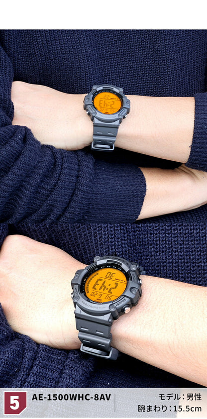 カシオ チープカシオ CASIO スタンダード クォーツ 電池式 AE-1500 メンズ チプカシ 腕時計 ブランド カシオ casio デジタル グレー ブラック グリーン オレンジ 黒 選べるモデル おしゃれ 防水 小さい 軽い かわいい プレゼント 実用的