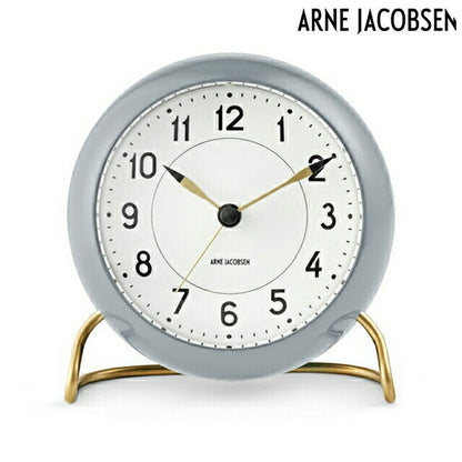 アルネ ヤコブセン 11cm クォーツ 電池式 置時計 ブランド メンズ レディース ARNE JACOBSEN AJ43674 アナログ グレー 白 AJ43674