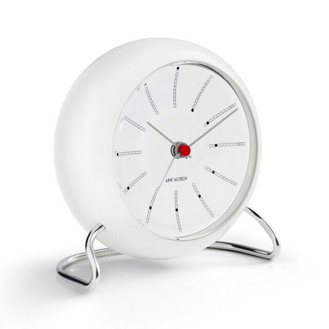アルネ ヤコブセン 11cm クォーツ 電池式 置時計 ブランド メンズ レディース ARNE JACOBSEN AJ43675 アナログ ホワイト 白 AJ43675