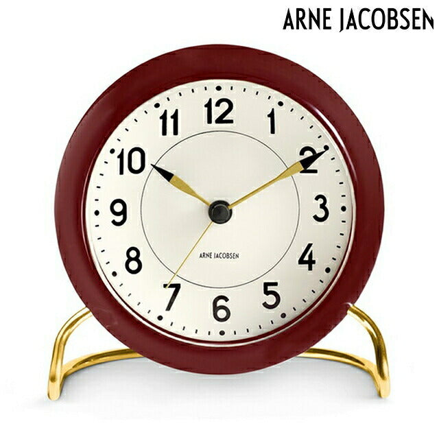 アルネ ヤコブセン 11cm クォーツ 電池式 置時計 ブランド メンズ レディース ARNE JACOBSEN AJ43676 アナログ ボルドー 白 AJ43676