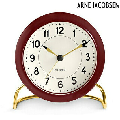 アルネ ヤコブセン 11cm クォーツ 電池式 置時計 ブランド メンズ レディース ARNE JACOBSEN AJ43676 アナログ ボルドー 白 AJ43676