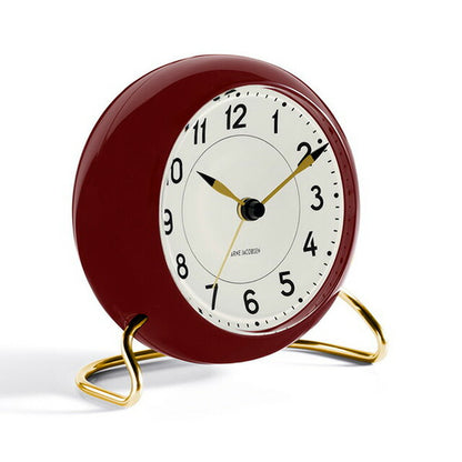 アルネ ヤコブセン 11cm クォーツ 電池式 置時計 ブランド メンズ レディース ARNE JACOBSEN AJ43676 アナログ ボルドー 白 AJ43676