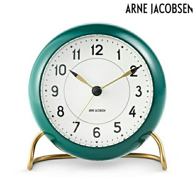 アルネ ヤコブセン 11cm クォーツ 電池式 置時計 ブランド メンズ レディース ARNE JACOBSEN AJ43677 アナログ グリーン 白 AJ43677