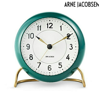 アルネ ヤコブセン 11cm クォーツ 電池式 置時計 ブランド メンズ レディース ARNE JACOBSEN AJ43677 アナログ グリーン 白 AJ43677