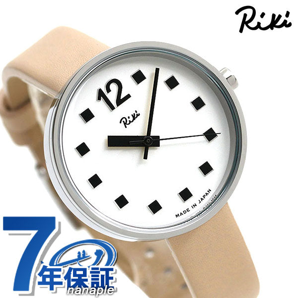 Seiko Alba Riki女士观看品牌公共时钟AKQK460 Seiko White Beige皮革皮带AKQK460